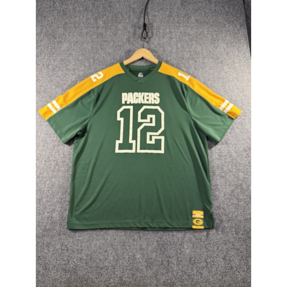 NFL Majestic Green Bay Packers Aaron Rodgers Jersey 12 Mens 2XL Green Football